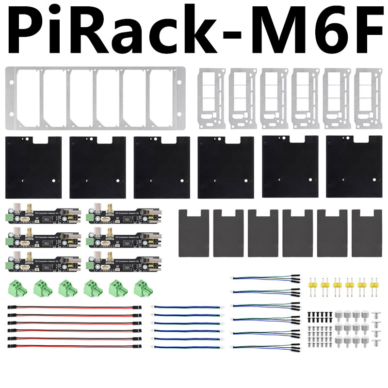 Raspberry Pi 4/5 PiRack-M6F Cluster Kit Data Center Multi-Node Server 10-inch Aluminum Alloy 2U Height